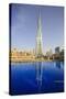 Burj Khalifa Reflected in Hotel Swimming Pool, Dubai, United Arab Emirates, Middle East-Amanda Hall-Stretched Canvas