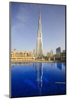 Burj Khalifa Reflected in Hotel Swimming Pool, Dubai, United Arab Emirates, Middle East-Amanda Hall-Mounted Photographic Print