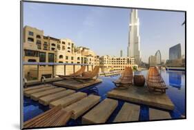 Burj Khalifa Seen from Hotel Swimming Pool, Dubai, United Arab Emirates, Middle East-Amanda Hall-Mounted Photographic Print