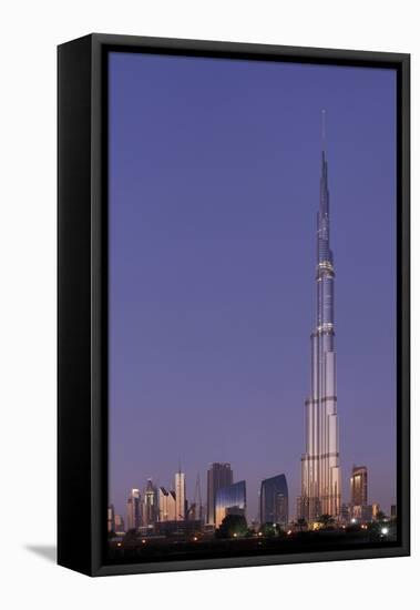 Burj Khalifa, the Highest Tower of the World in the Evening Light, Night Photography-Axel Schmies-Framed Stretched Canvas