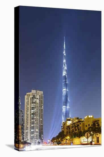Burj Khalifa, the Highest Tower of the World, Night Photograph-Axel Schmies-Stretched Canvas