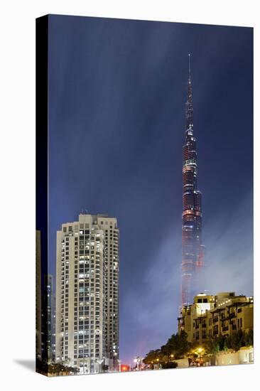 Burj Khalifa, the Highest Tower of the World, Night Photography-Axel Schmies-Stretched Canvas