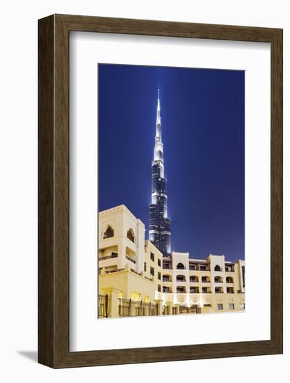 Burj Khalifa, the Highest Tower of the World, Night Photography-Axel Schmies-Framed Photographic Print