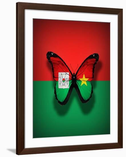 Burkina Faso Flag Butterfly, Isolated On Flag Background-suns_luck-Framed Art Print