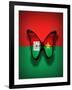 Burkina Faso Flag Butterfly, Isolated On Flag Background-suns_luck-Framed Art Print