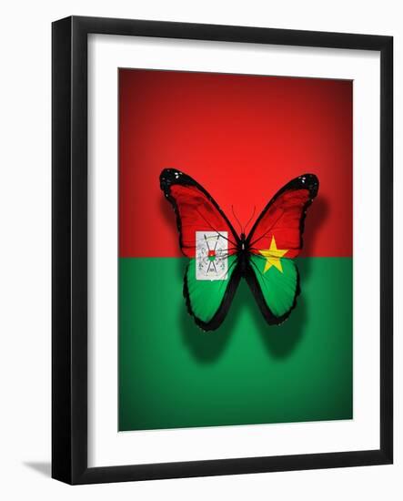 Burkina Faso Flag Butterfly, Isolated On Flag Background-suns_luck-Framed Art Print