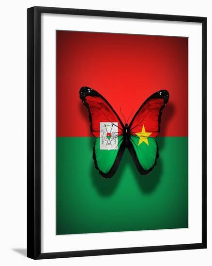 Burkina Faso Flag Butterfly, Isolated On Flag Background-suns_luck-Framed Art Print