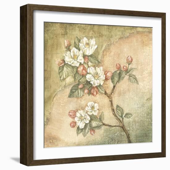 Burlap Cherry Blossom-Tina Chaden-Framed Art Print