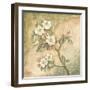 Burlap Cherry Blossom-Tina Chaden-Framed Art Print