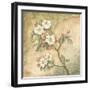 Burlap Cherry Blossom-Tina Chaden-Framed Art Print