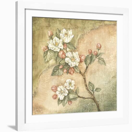 Burlap Cherry Blossom-Tina Chaden-Framed Art Print