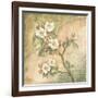 Burlap Cherry Blossom-Tina Chaden-Framed Art Print