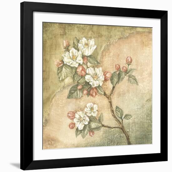 Burlap Cherry Blossom-Tina Chaden-Framed Art Print