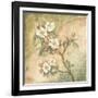 Burlap Cherry Blossom-Tina Chaden-Framed Art Print