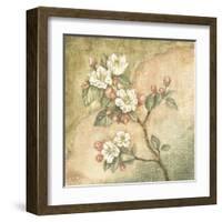 Burlap Cherry Blossom-Tina Chaden-Framed Art Print