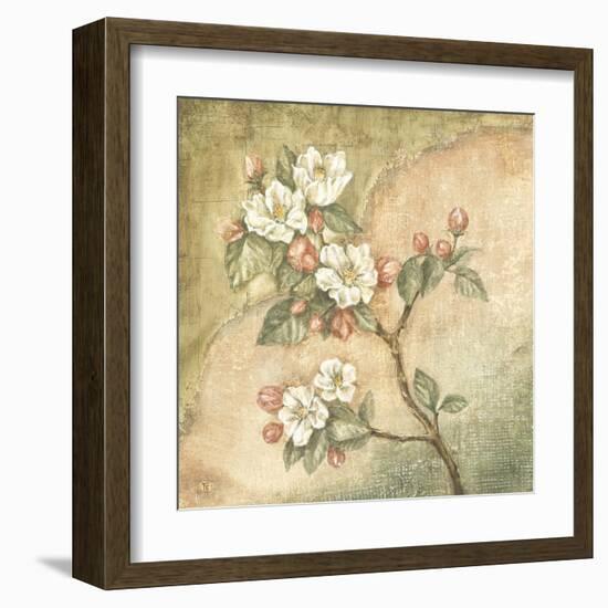 Burlap Cherry Blossom-Tina Chaden-Framed Art Print