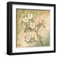 Burlap Cherry Blossom-Tina Chaden-Framed Art Print