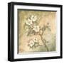 Burlap Cherry Blossom-Tina Chaden-Framed Art Print