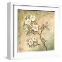 Burlap Cherry Blossom-Tina Chaden-Framed Art Print