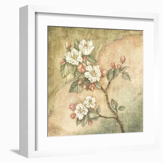 Burlap Cherry Blossom-Tina Chaden-Framed Art Print