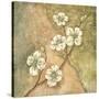 Burlap Dogwood Blossom-Tina Chaden-Stretched Canvas