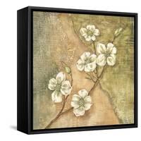 Burlap Dogwood Blossom-Tina Chaden-Framed Stretched Canvas