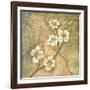 Burlap Dogwood Blossom-Tina Chaden-Framed Art Print