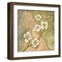 Burlap Dogwood Blossom-Tina Chaden-Framed Art Print