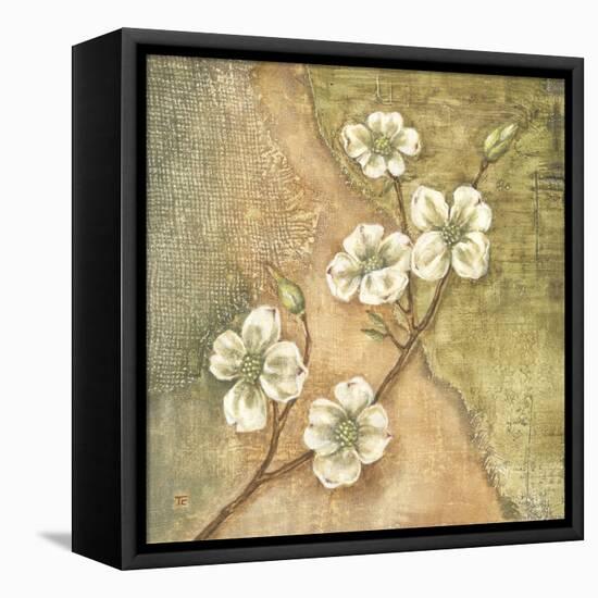 Burlap Dogwood Blossom-Tina Chaden-Framed Stretched Canvas