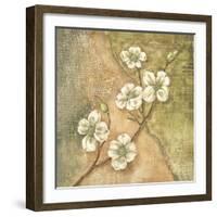 Burlap Dogwood Blossom-Tina Chaden-Framed Art Print