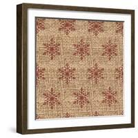 Burlap Red Snowflakes-Joanne Paynter Design-Framed Giclee Print