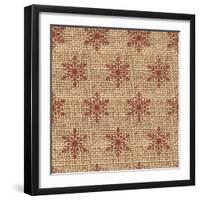 Burlap Red Snowflakes-Joanne Paynter Design-Framed Giclee Print