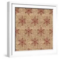 Burlap Red Snowflakes-Joanne Paynter Design-Framed Giclee Print