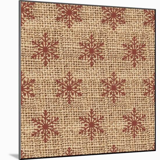 Burlap Red Snowflakes-Joanne Paynter Design-Mounted Giclee Print