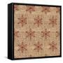 Burlap Red Snowflakes-Joanne Paynter Design-Framed Stretched Canvas