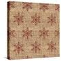 Burlap Red Snowflakes-Joanne Paynter Design-Stretched Canvas