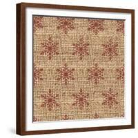 Burlap Red Snowflakes-Joanne Paynter Design-Framed Giclee Print