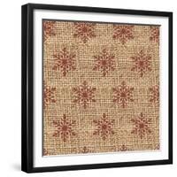 Burlap Red Snowflakes-Joanne Paynter Design-Framed Giclee Print