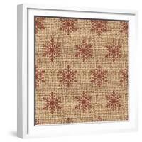 Burlap Red Snowflakes-Joanne Paynter Design-Framed Giclee Print