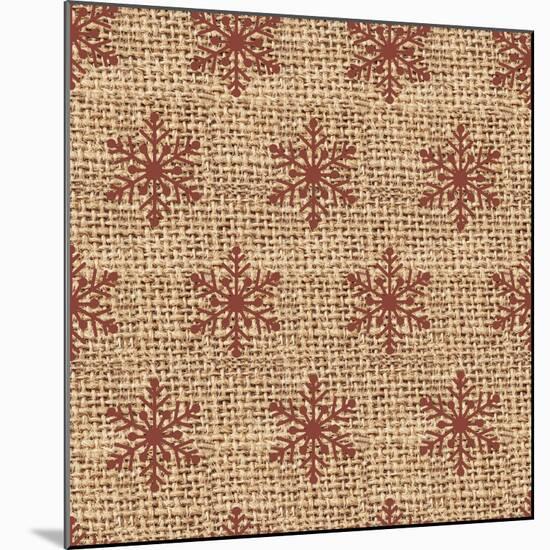 Burlap Red Snowflakes-Joanne Paynter Design-Mounted Giclee Print