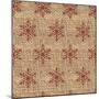 Burlap Red Snowflakes-Joanne Paynter Design-Mounted Giclee Print