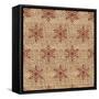 Burlap Red Snowflakes-Joanne Paynter Design-Framed Stretched Canvas