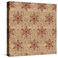 Burlap Red Snowflakes-Joanne Paynter Design-Stretched Canvas