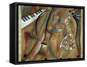 Burlap Sax-Ikahl Beckford-Framed Stretched Canvas
