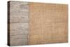 Burlap Texture on Wooden Table Background-karandaev-Stretched Canvas