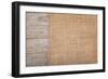 Burlap Texture on Wooden Table Background-karandaev-Framed Photographic Print