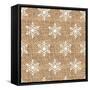 Burlap White Snowflakes-Joanne Paynter Design-Framed Stretched Canvas