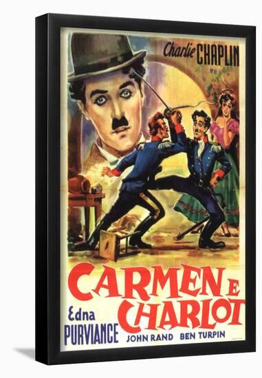 Burlesque on Carmen Movie Charlie Chaplin Poster Print-null-Framed Poster