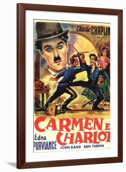 Burlesque on Carmen Movie Charlie Chaplin-null-Framed Art Print