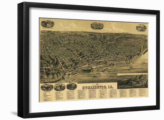 Burlington, Iowa - Panoramic Map-Lantern Press-Framed Art Print